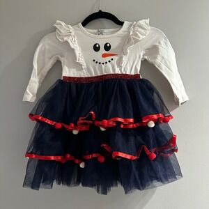 Mia Belle Girls Snowman Tulle Dress 3T Long Sleeve Holiday Winter Costume